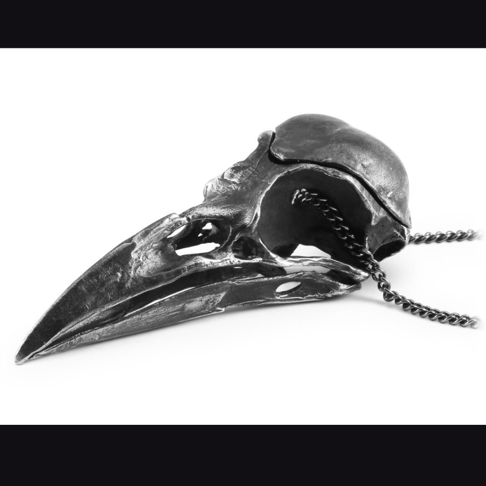 Solid Bronze Crow Skull Pendant - image 6